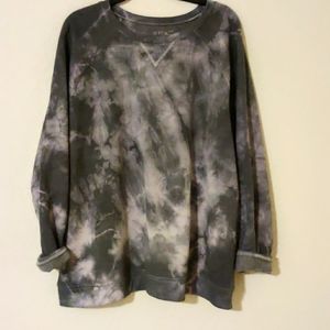 Charcoal Crumpled Tie Dyed Fleece Sweatshirt